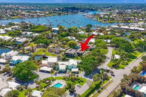 an aerial view of a house