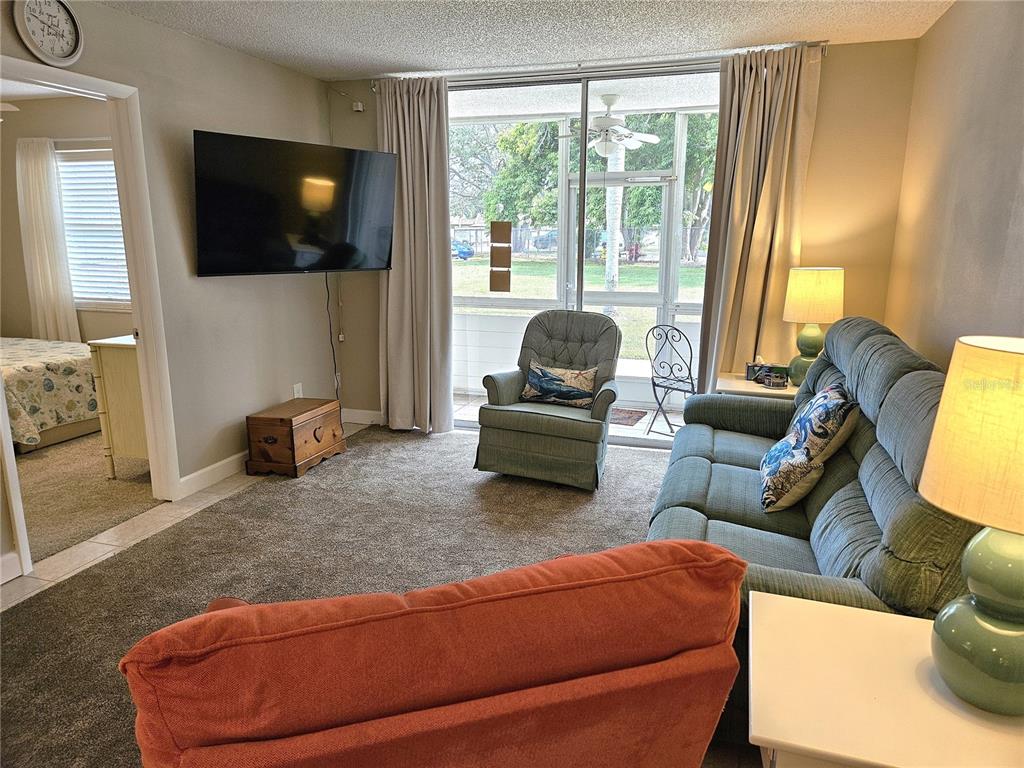 519 Albee Farm Road, Unit 114 Venice, FL 34285 - Photo 5 of 21 a living room with furniture and a flat screen tv