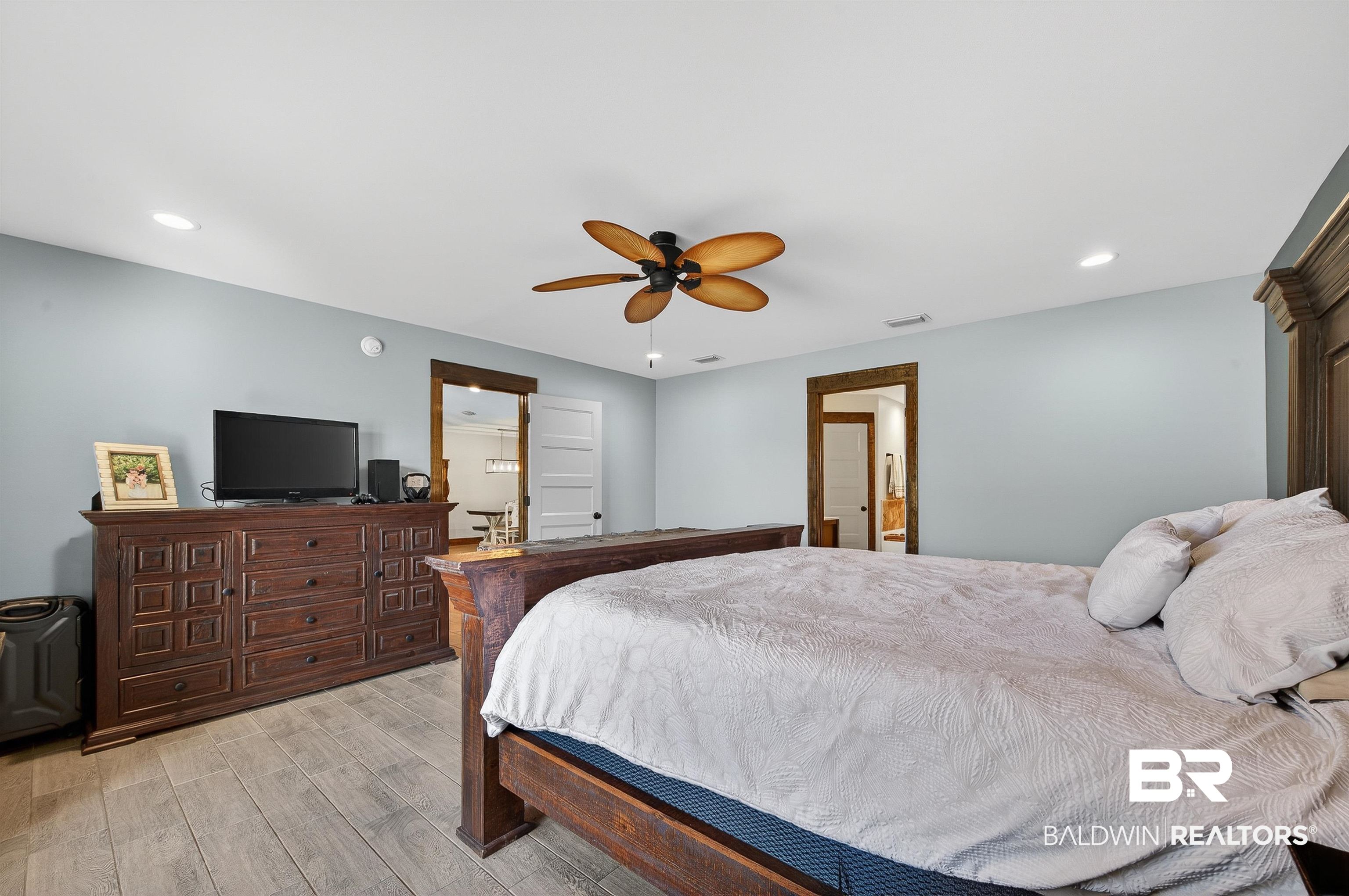 29635 Gardner Road Elberta, AL 36530 - Photo 27 of 66 Bedroom featuring recessed lighting, ceiling fan, and light wood-style flooring