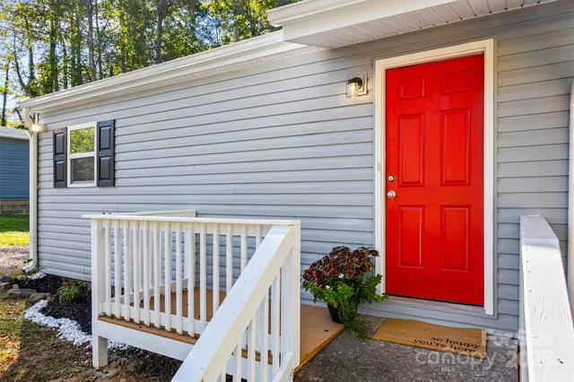 a view of a house with a small window