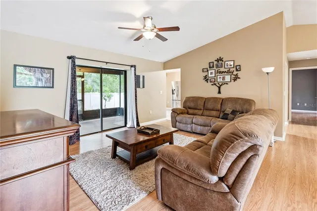 a living room with furniture