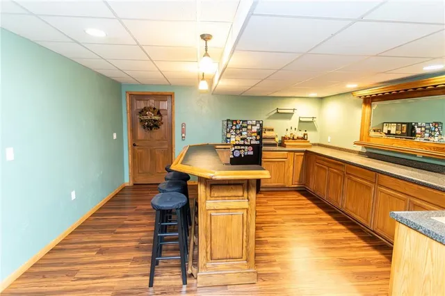 a view of a room with kitchen appliances