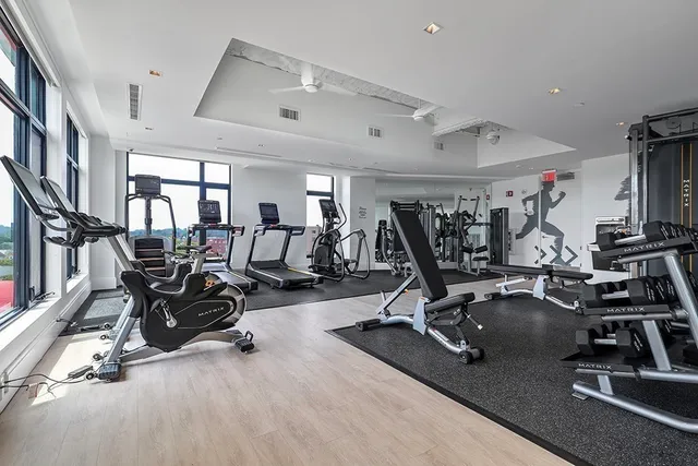 a view of a room with gym equipment