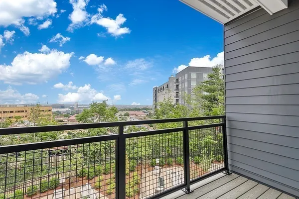 a view of city from a balcony