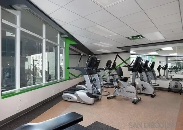 a view of a room with gym equipment