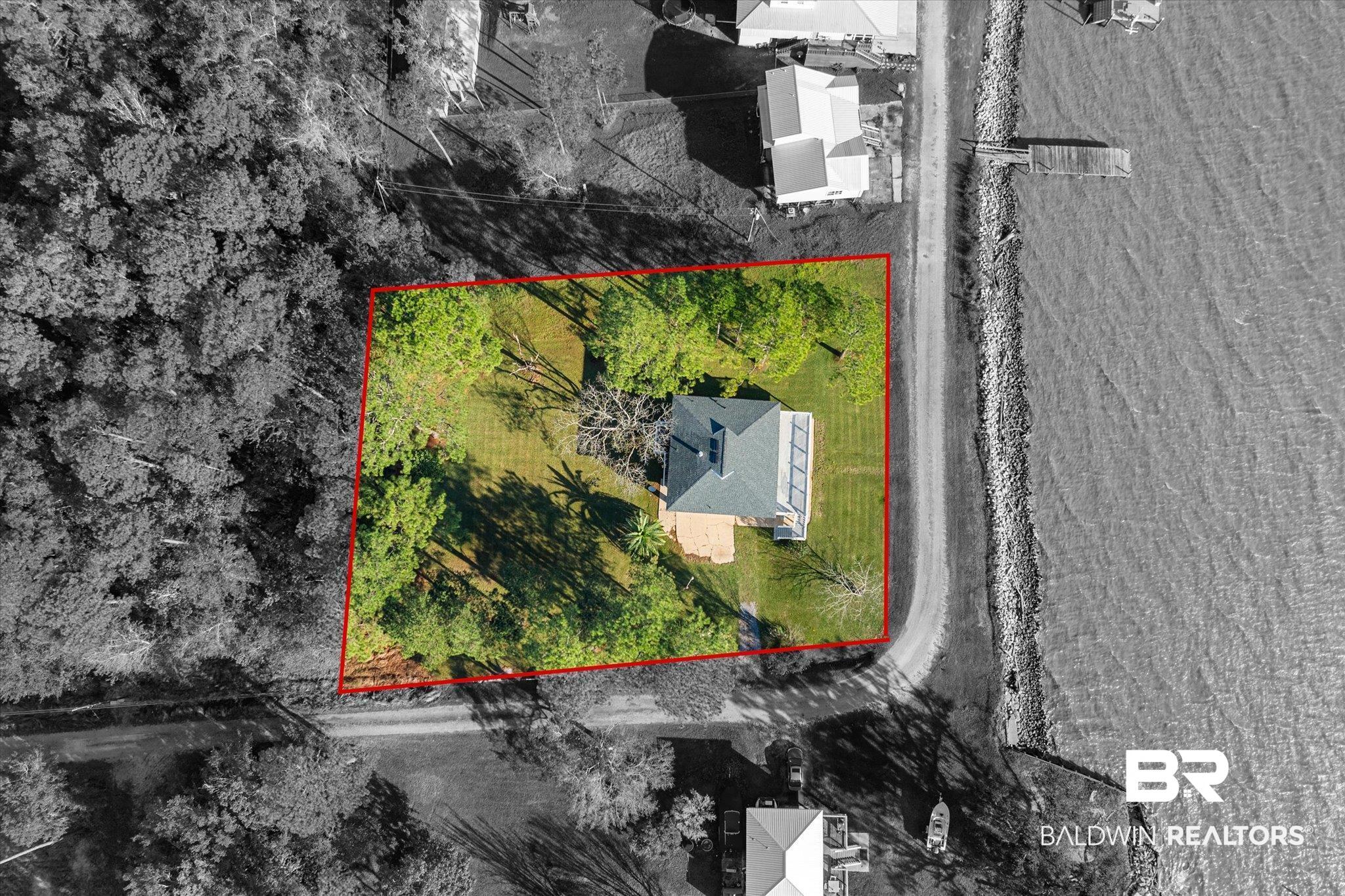 15111 Regus Road Coden, AL 36523 - Photo 28 of 35 Aerial view of property's location featuring property parcel outlined