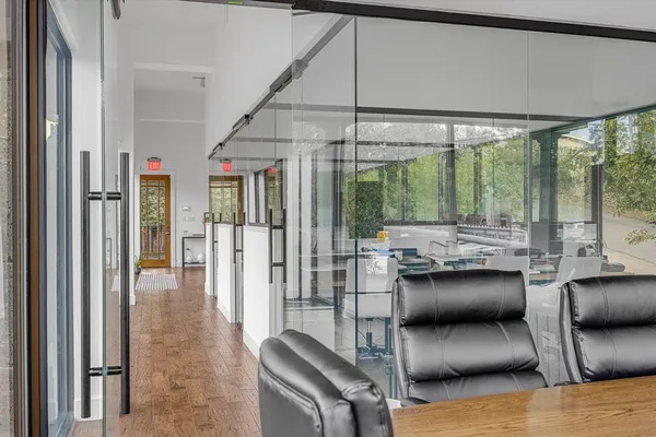 a living room with furniture