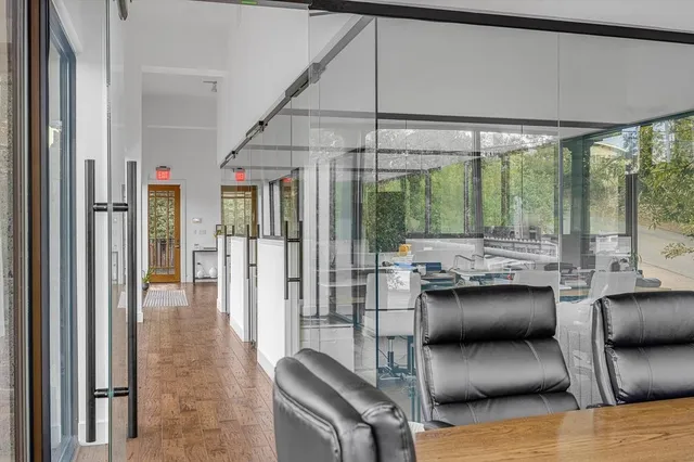 a living room with furniture