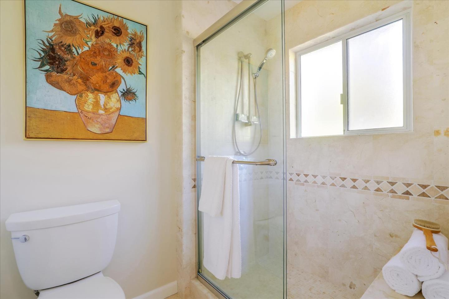 1262 Chateau Drive San Jose, CA 95120 - Photo 43 of 57 a bathroom with a toilet and a shower curtain