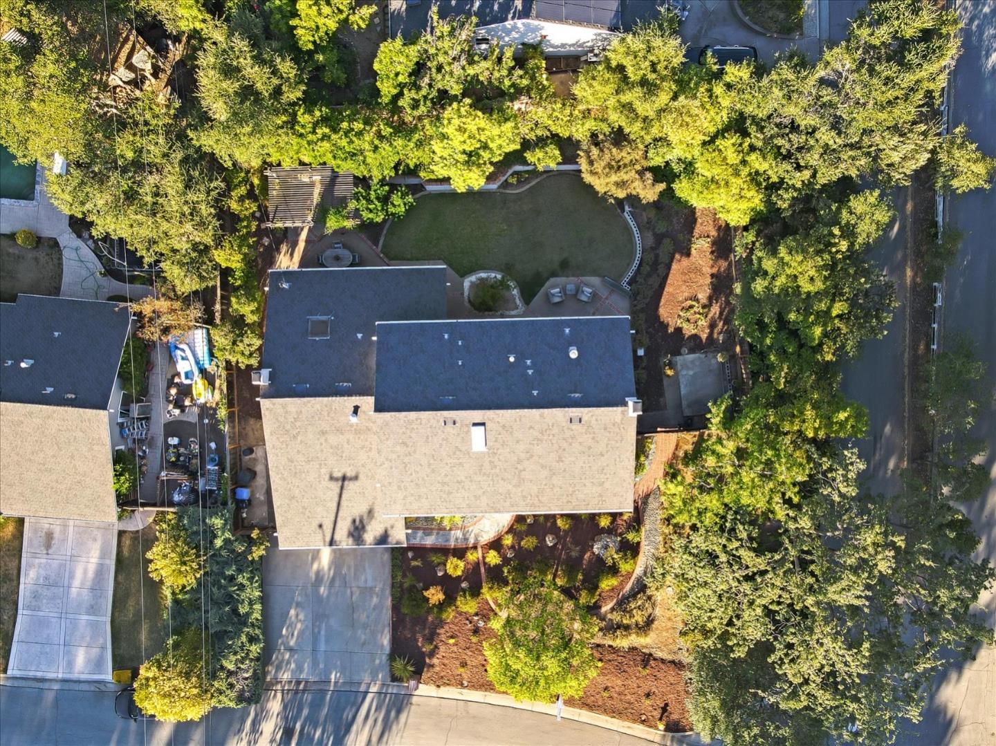 1262 Chateau Drive San Jose, CA 95120 - Photo 54 of 57 an aerial view of a house with a yard basket ball court and outdoor seating