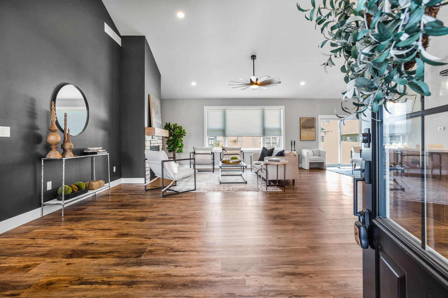 5016 Trey Boulevard Champaign, IL 61822 - Photo 4 of 38 a living room with fireplace furniture and a large window