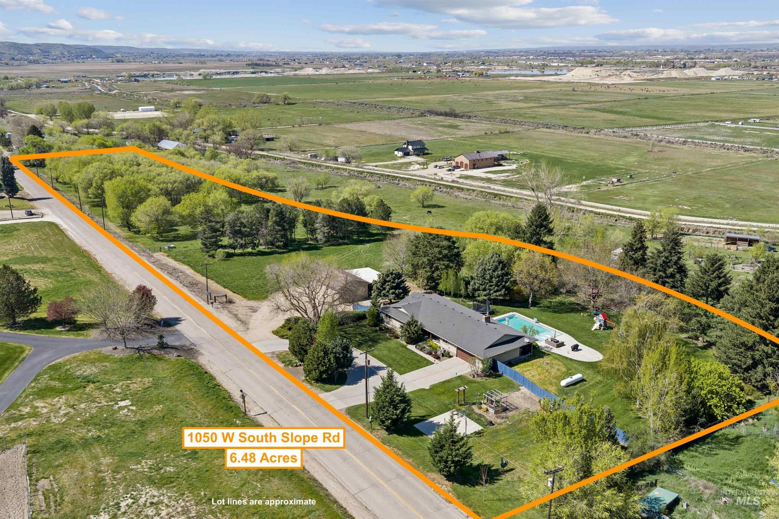 1050 West South Slope Road Emmett, ID 83617 - Photo 46 of 49 Overview of rural landscape with property parcel outlined