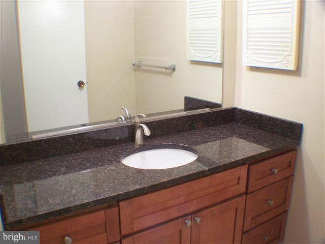 11807 Blue Spruce Road Reston, VA 20191 - Photo 23 of 30 a bathroom with a granite countertop sink and a mirror