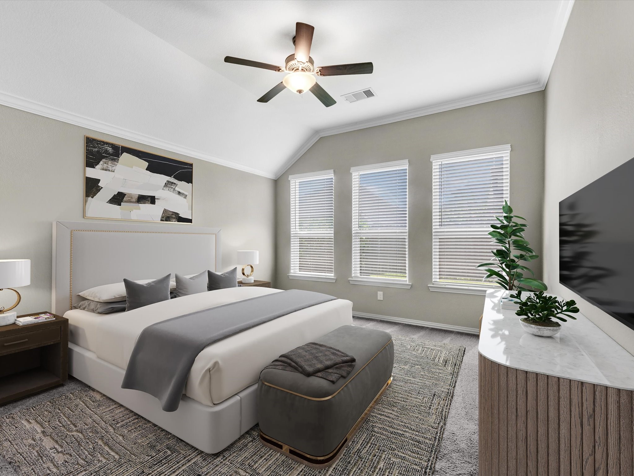 31120 Aspen Gate Trail Spring, TX 77386 - Photo 13 of 33 a bedroom with a large bed and a chandelier