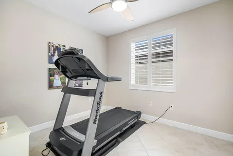 a room with gym equipment