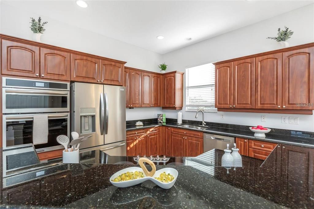 7327 Brightwaters Court New Port Richey, FL 34652 - Photo 9 of 45 a kitchen with granite countertop a stove a sink and a microwave
