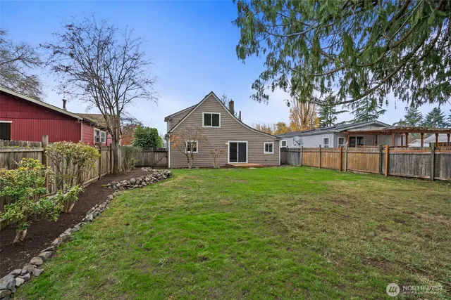 a view of a backyard with a garden