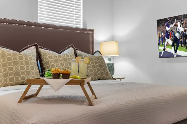 a lamp on a table in a room