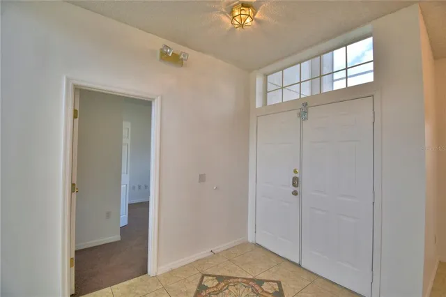 a view of a chandelier in a room