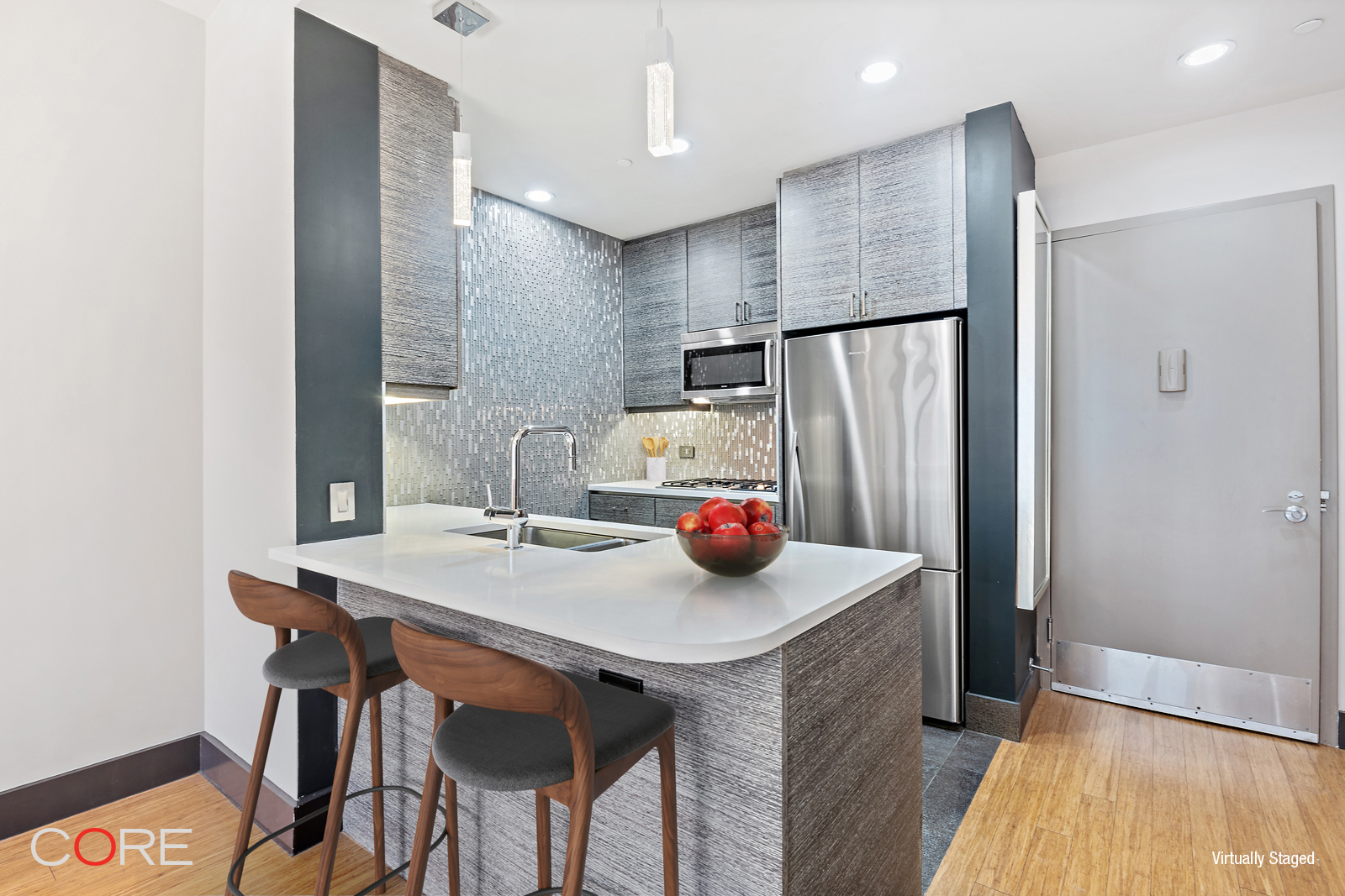 Undisclosed Address Manhattan, NY 10011 - Photo 2 of 14 a kitchen with stainless steel appliances a refrigerator and a stove