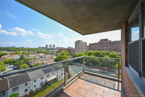 a view of city from a balcony
