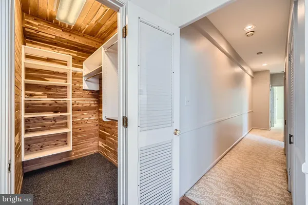 a view of walk in closet with empty racks