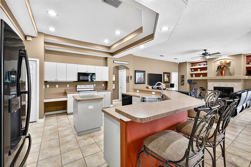 8518 West Knights Griffin Road Plant City, FL 33565 - Photo 13 of 74 a large kitchen with a table chairs refrigerator and cabinets