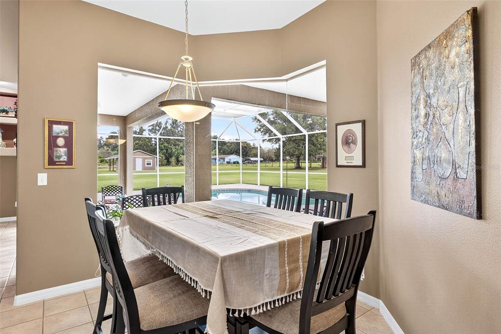 8518 West Knights Griffin Road Plant City, FL 33565 - Photo 19 of 74 a view of a dining room with furniture wooden floor and a chandelier