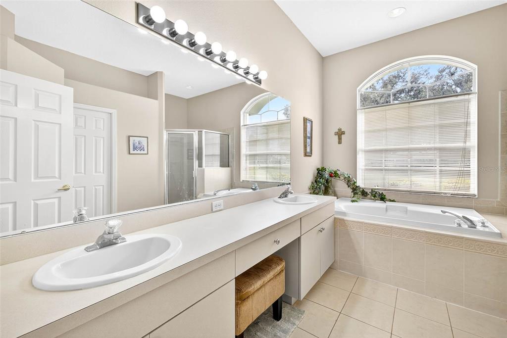 8518 West Knights Griffin Road Plant City, FL 33565 - Photo 40 of 74 a bathroom with a granite countertop sink and a large mirror