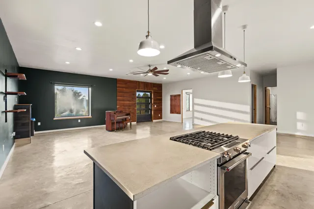 a room with furniture and a fireplace