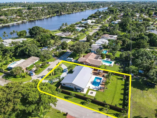 an aerial view of a house