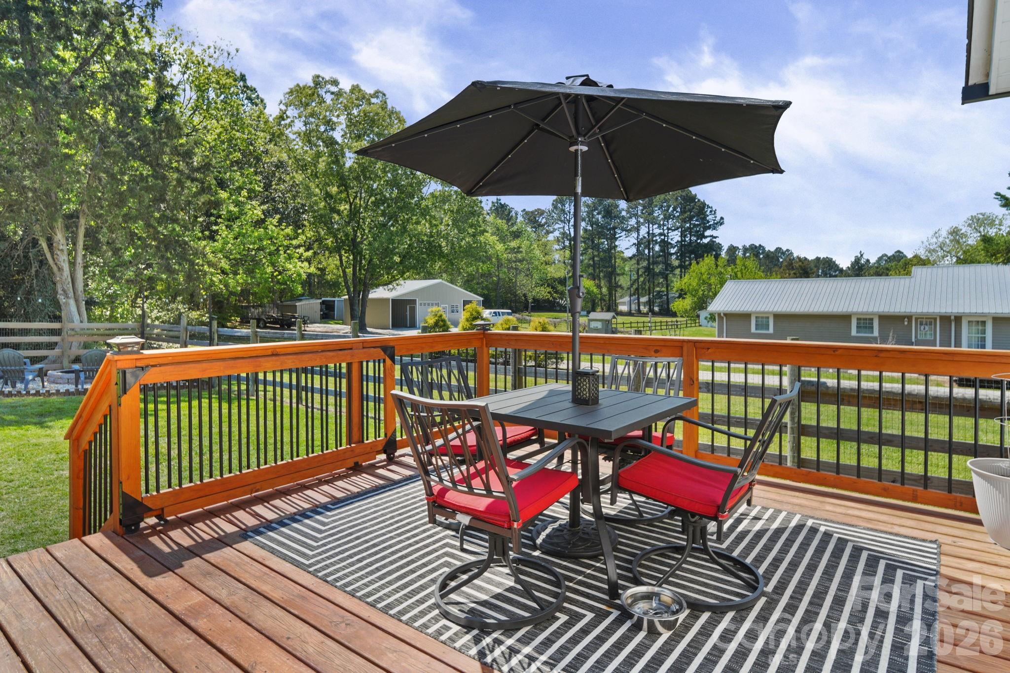 9215 Stokes Ferry Road Salisbury, NC 28146 - Photo 20 of 22 a view of a roof deck with a table and chairs