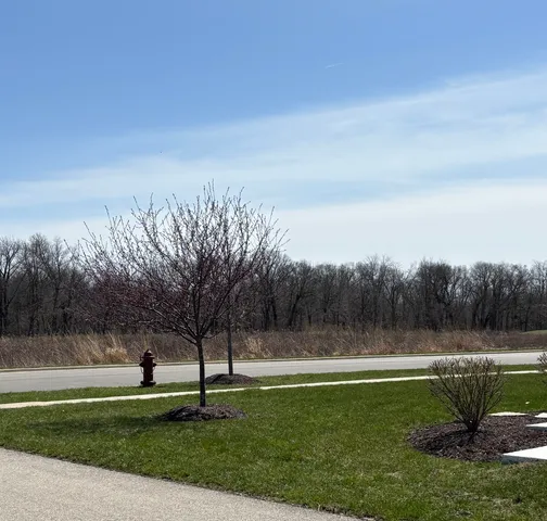 a view of a green field with wooden fence