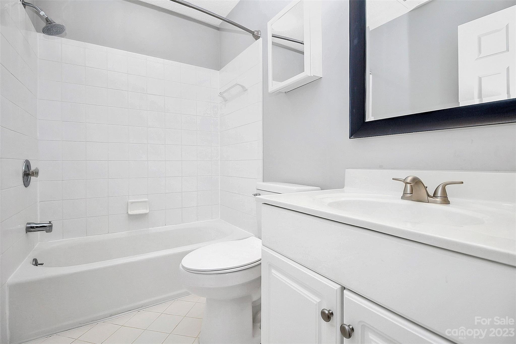 13932 Queens Harbor Road Charlotte, NC 28278 - Photo 15 of 42 a bathroom with a sink a toilet and a bathtub