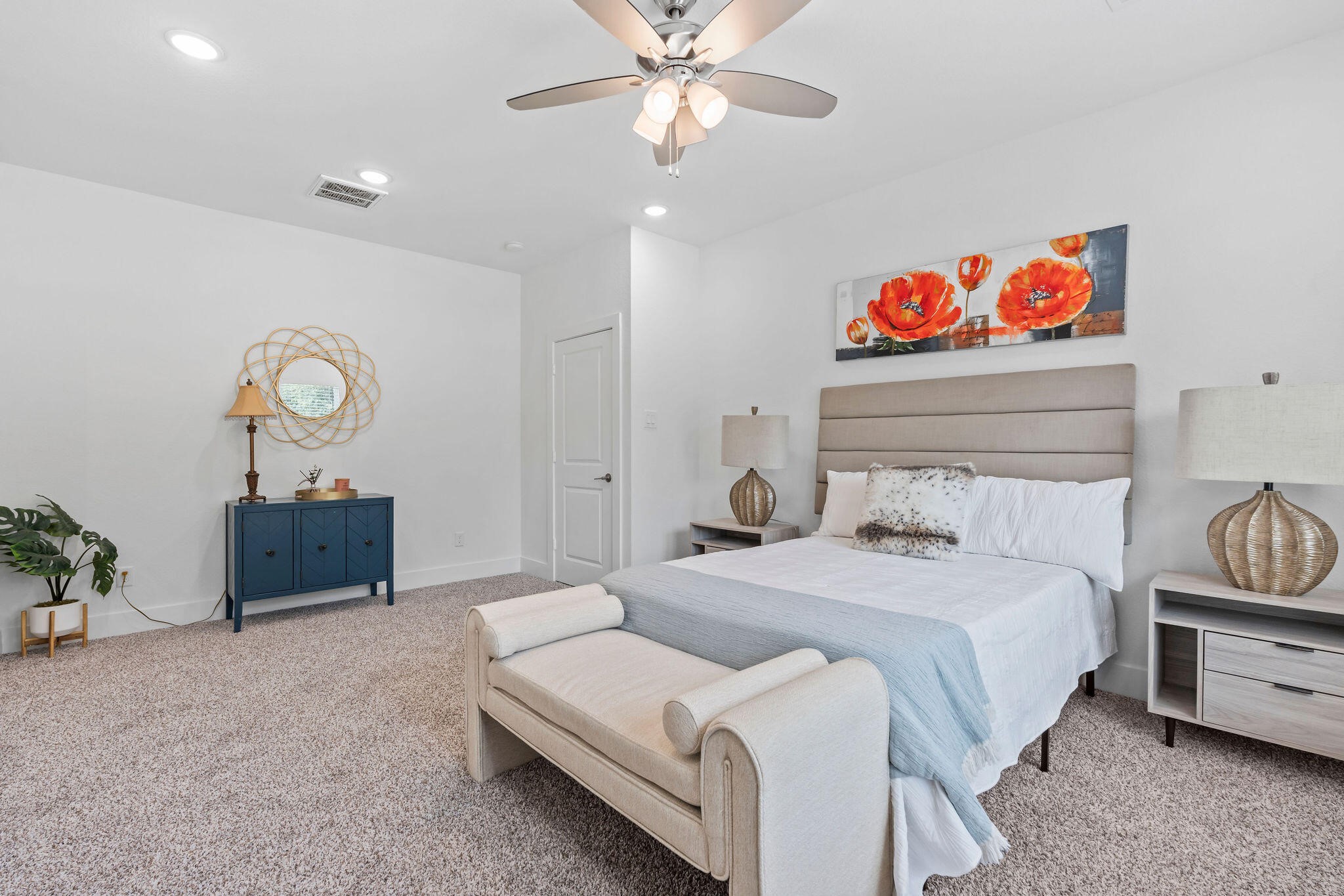 39645 Bosque Road Hempstead, TX 77445 - Photo 14 of 37 a bedroom with a bed and a chandelier