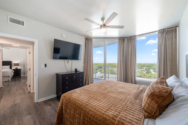 a view of a balcony with an outdoor space