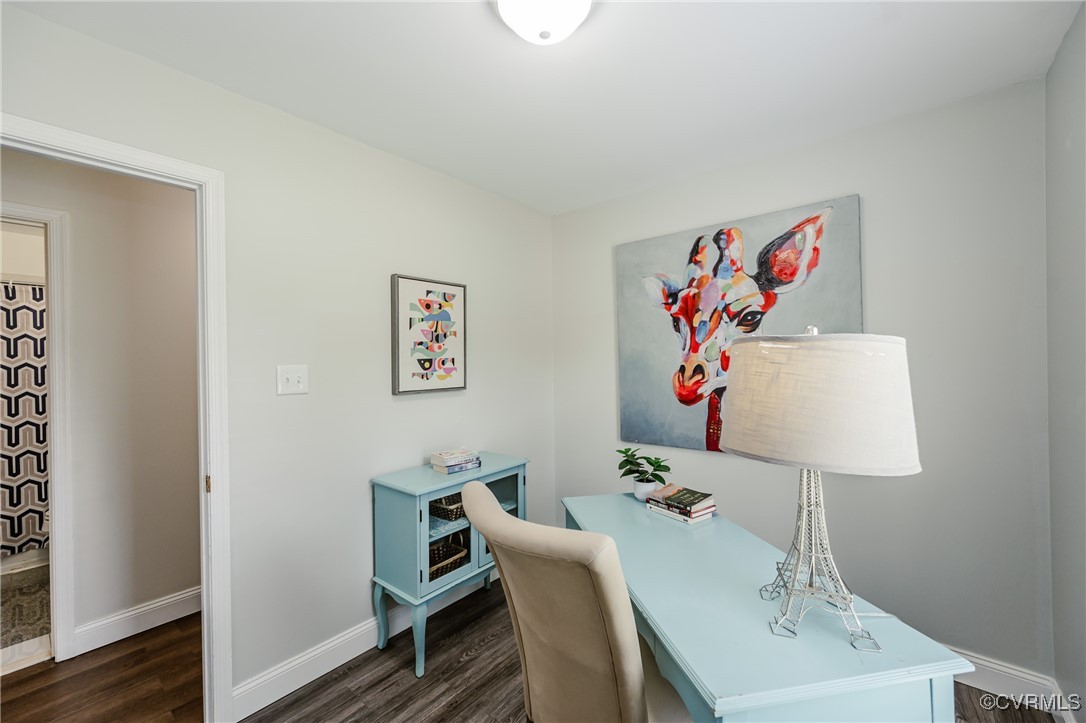 9286 Hungary Road Glen Allen, VA 23060 - Photo 15 of 50 Home office with dark wood-style floors and basebo