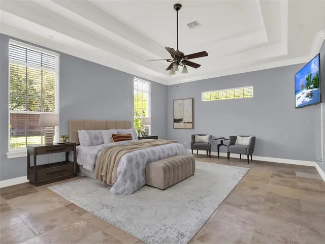 a view of a livingroom with a couch and a dresser