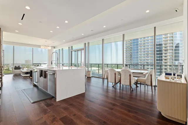 a kitchen with lots of counter top space