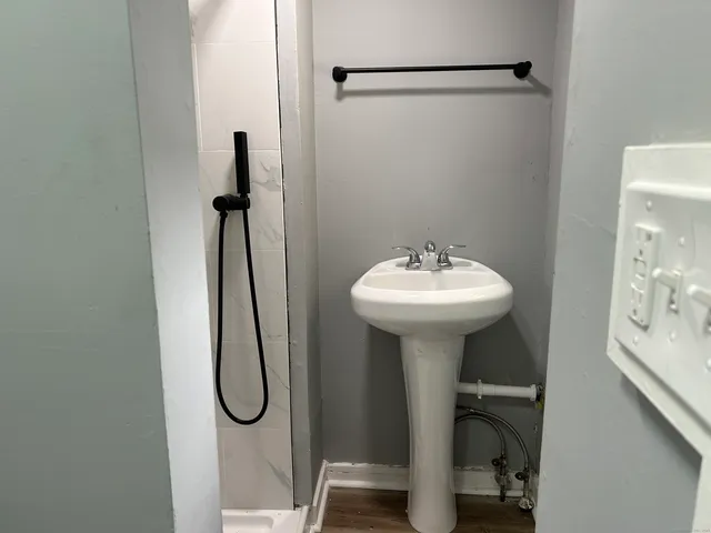 a bathroom with a shower