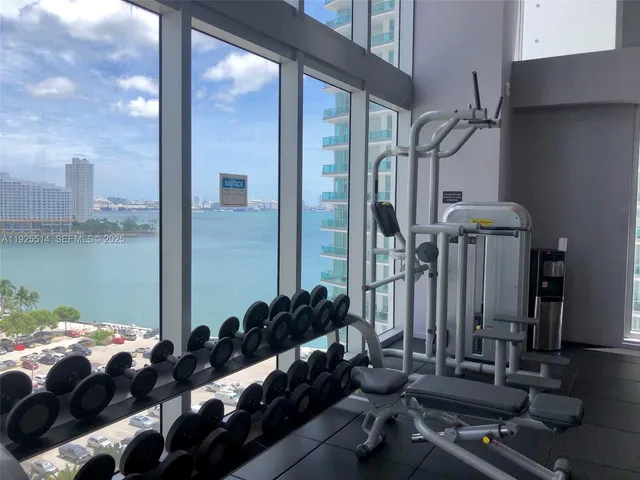 a view of a room with gym equipment