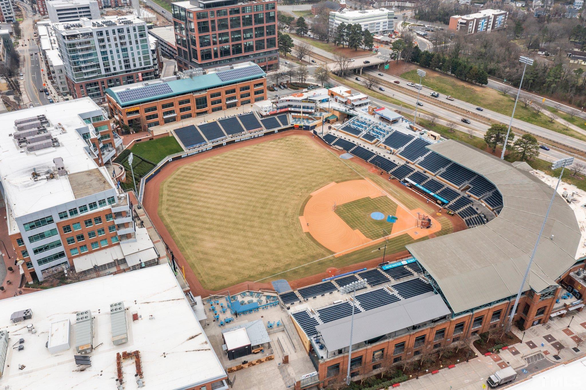 323 West Main Street, Unit J Durham, NC 27701 - Photo 30 of 36 an aerial view of a swimming pool
