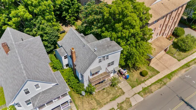an aerial view of a house