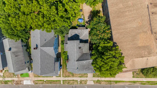an aerial view of a house