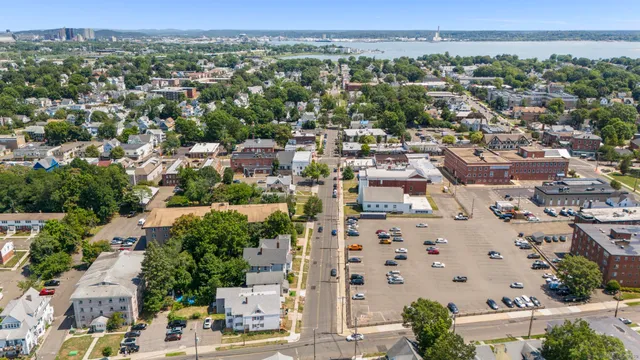 an aerial view of a city