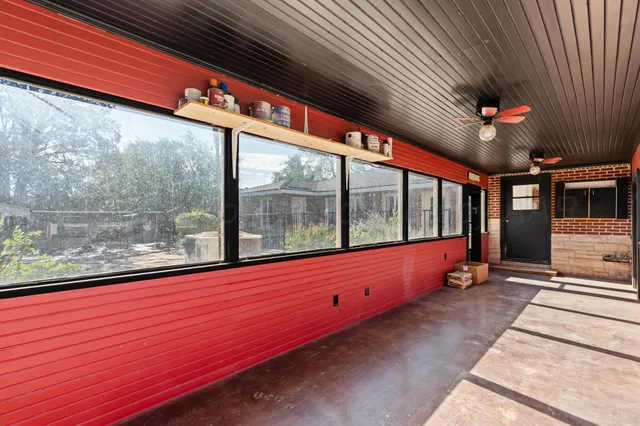 a building with an outdoor space