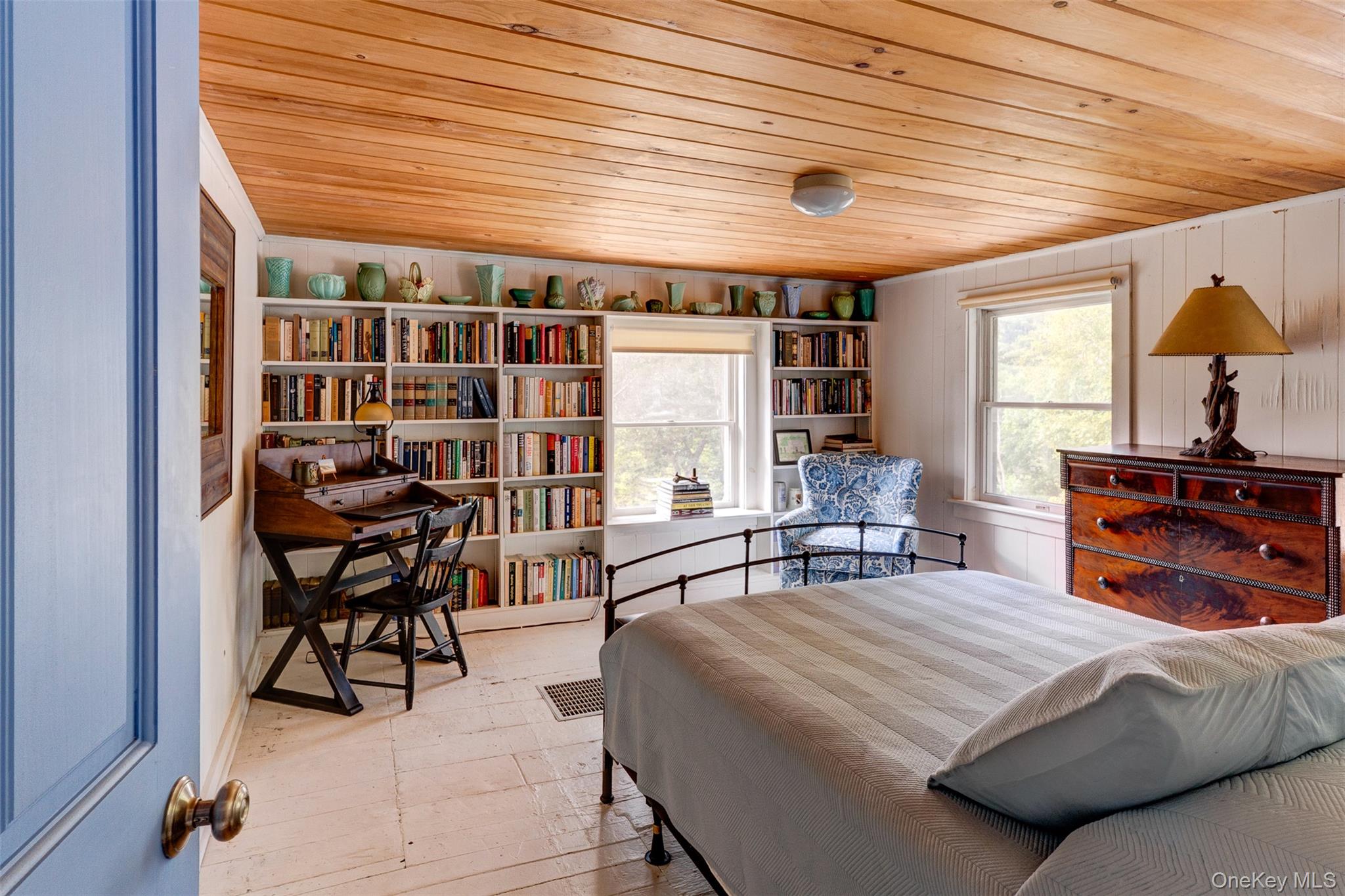 182 Lcpl Jacob Beisel Road Lackawaxen, PA 18435 - Photo 23 of 35 Bedroom with wooden ceiling and wood walls