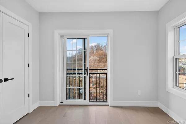 an empty room with windows