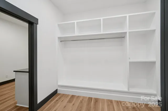 a view of an empty walk in closet