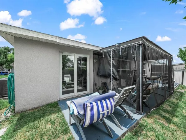 a view of porch with seating space